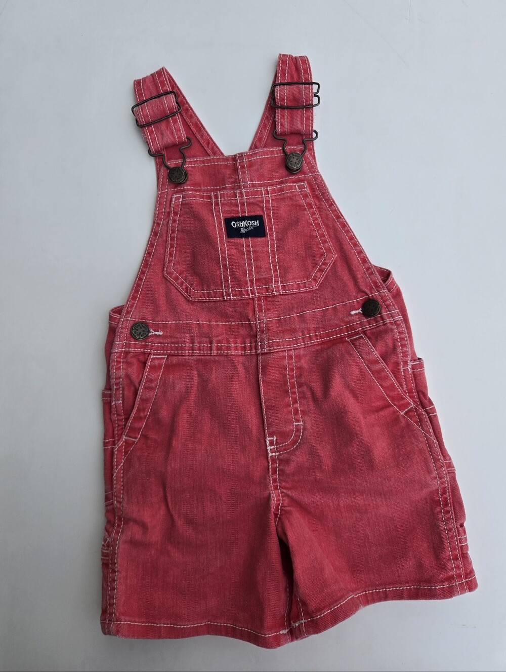 OshKosh B'gosh Washed Out Red Short Overalls for Kids 2T